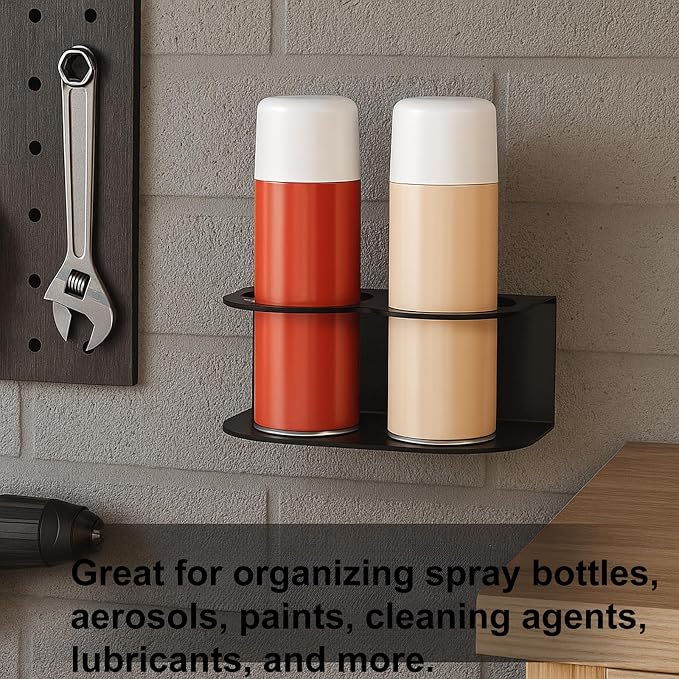 2 Pack Spray Bottle Holder Wall Mount, Metal Aerosol Spray Can Holder Rack - Image 4