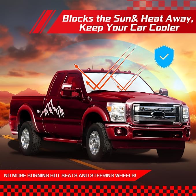 ARISMOTOR Windshield Sun Shade for Ford Super Duty F250 F350 F450 F550 2017-2025 - Image 7
