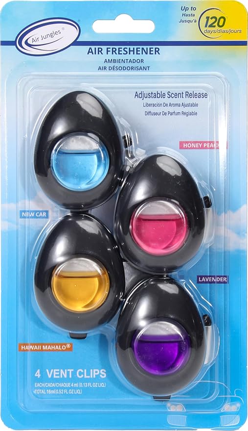 Air Jungles Car Air Freshener Vent Clip 4 Count, 4 ml Each, Long-Lasting Car by AirJungles