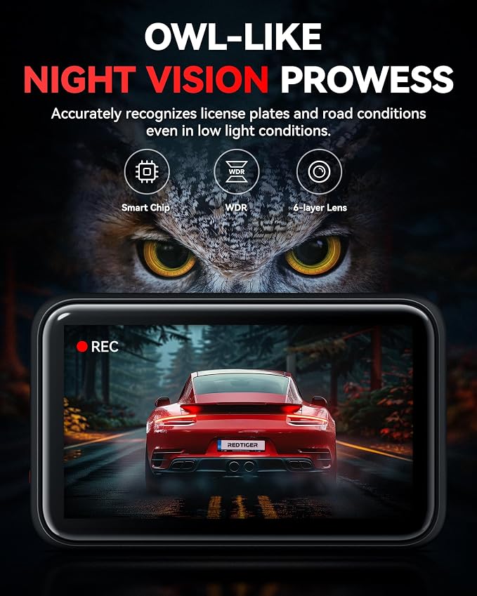 REDTIGER F4 4K Dash Cam Front, 2.2 inch Mini Car Camera, 2160P UHD Touch Screen - Image 7