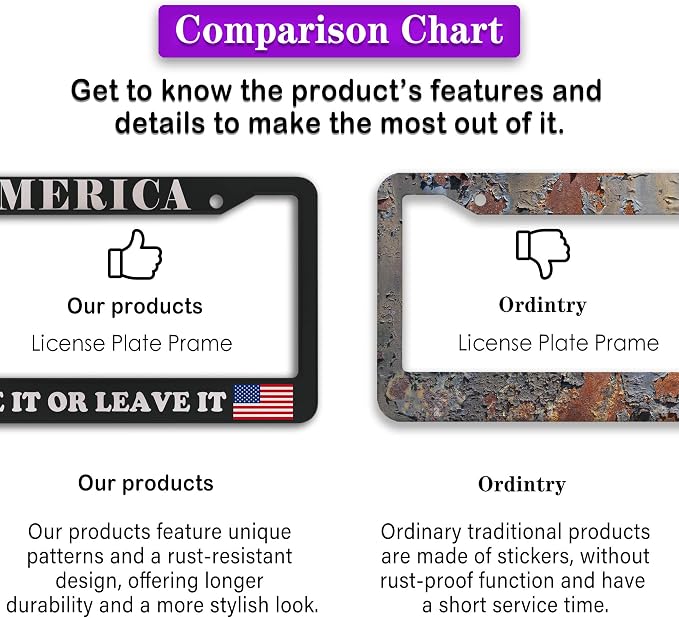 License Plate Frames Black and White License Plate Frame America Love It or - Image 6
