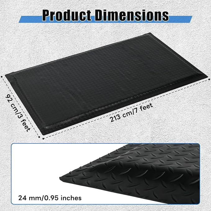 tonchean 3' x 7' Anti Fatigue Mats Industrial Extra Thick 15/16" Ergonomic - Image 2