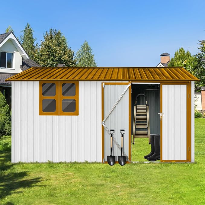 10x12 FT Outdoor Storage Shed, Large Metal Garden Shed - Image 2