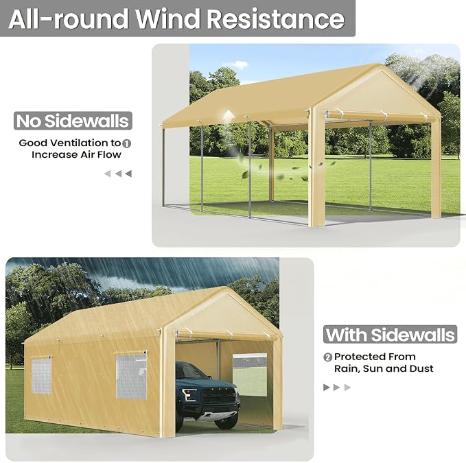 Carport 10x20 Ft, Heavy Duty Car Canopy - Image 2