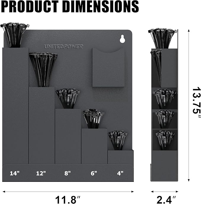 UNITEDPOWER Cable Tie Holder, Wall Mount Storage Rack Organizer - Image 5