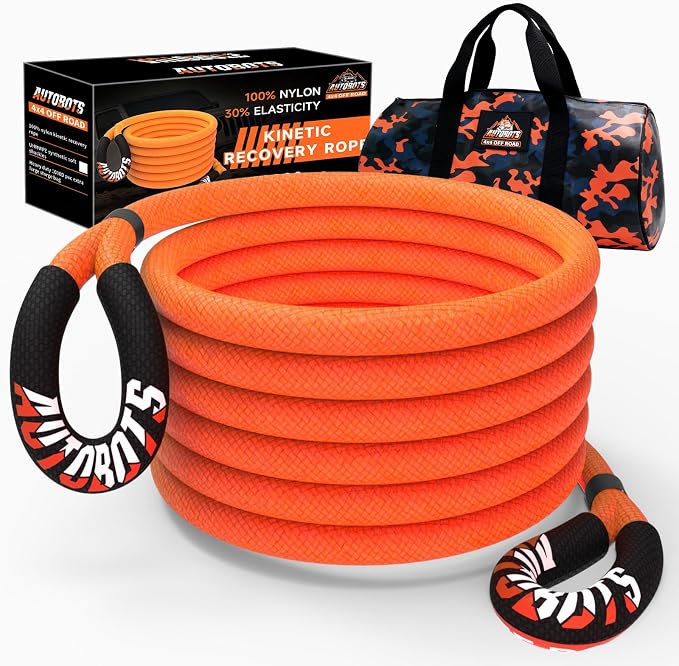 AUTOBOTS Kinetic Recovery Rope 1" x 30'，Heavy Duty Tow Rope Tow Strap by AUTOBOTS