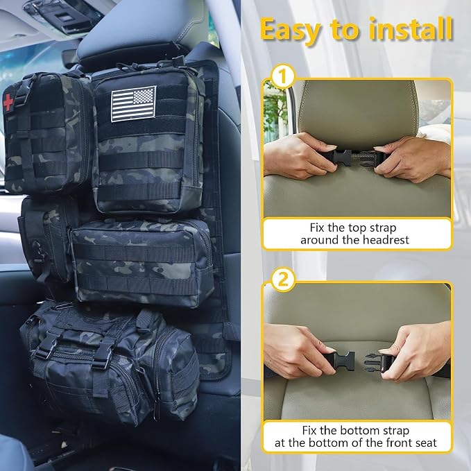 Universal Tactical Seat ​Back Organizer Vehicle Molle Panel Organizer Storage - Image 4