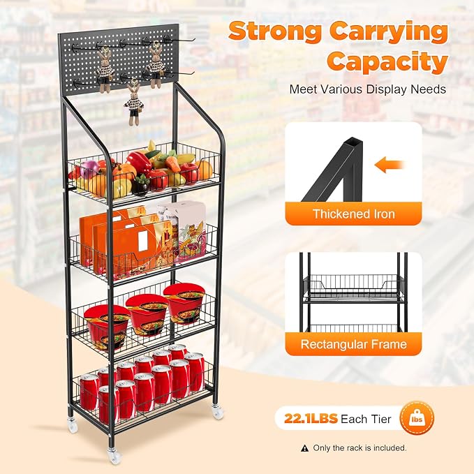 Retail Display Rack 4-Tier Market Merchandise Display Shelf - Image 4