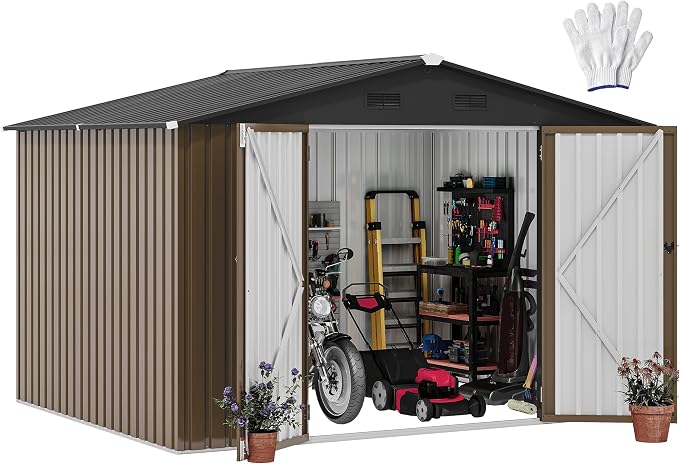 DWVO 10x8FT Outdoor Storage Shed, Spacious Metal Tool Shed by DWVO