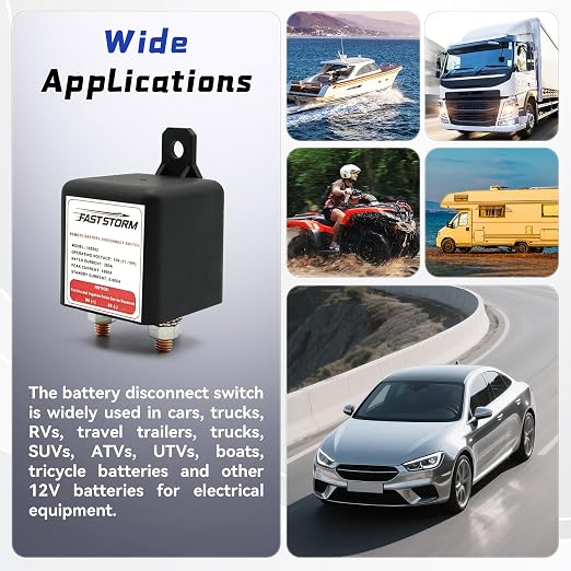 3/8" Side Post Remote Battery Disconnect Switch 12V Battery Kill Switch - Image 7