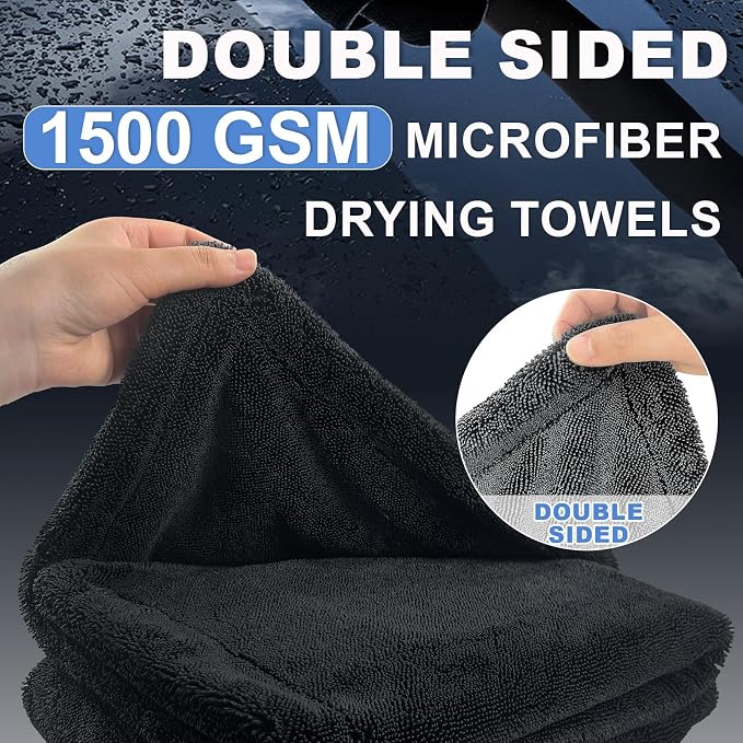2-Pack Car Drying Towel, 1500 GSM Double Sided Microfiber Towels - Image 2