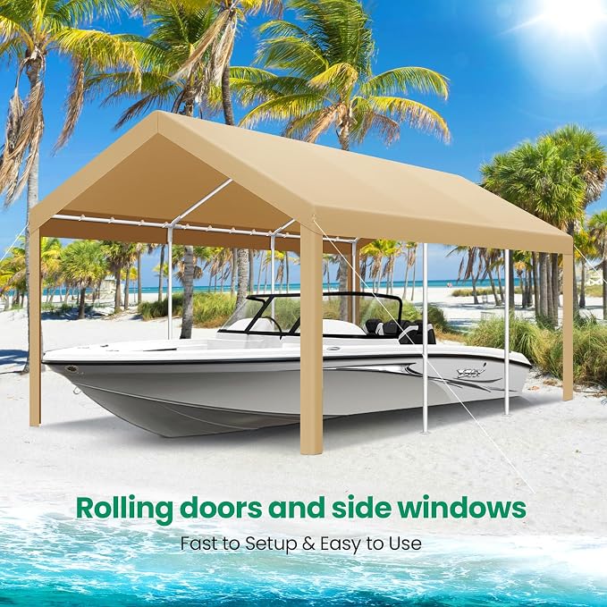 COBIZI Carports 10x20 Heavy Duty Car Tent Garage 2.0, Galvanized Frame Car - Image 6