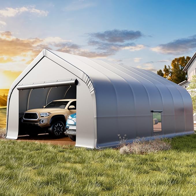 EROMMY 20x30 FT Heavy Duty Durable Carport, Galvanized Steel Frame Garage by EROMMY
