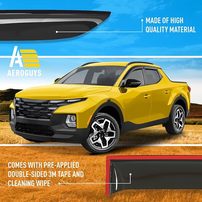 Extra Durable Window Deflectors Tape-On Window Visors Rain Guards Fit - Image 6