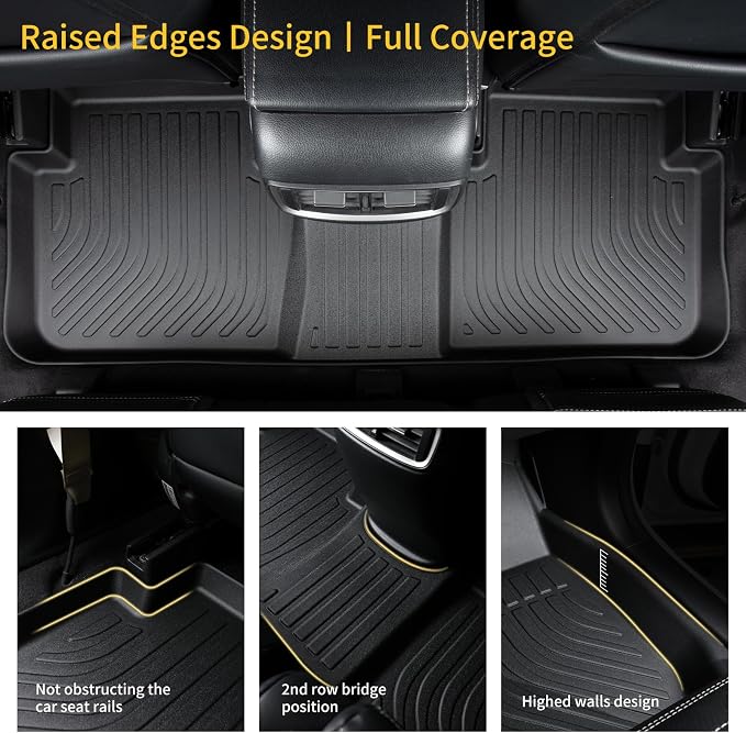 GINOWY-Floor Mats for Chevy Suburban/GMC Yukon XL 2015-2020 2nd Row - Image 4