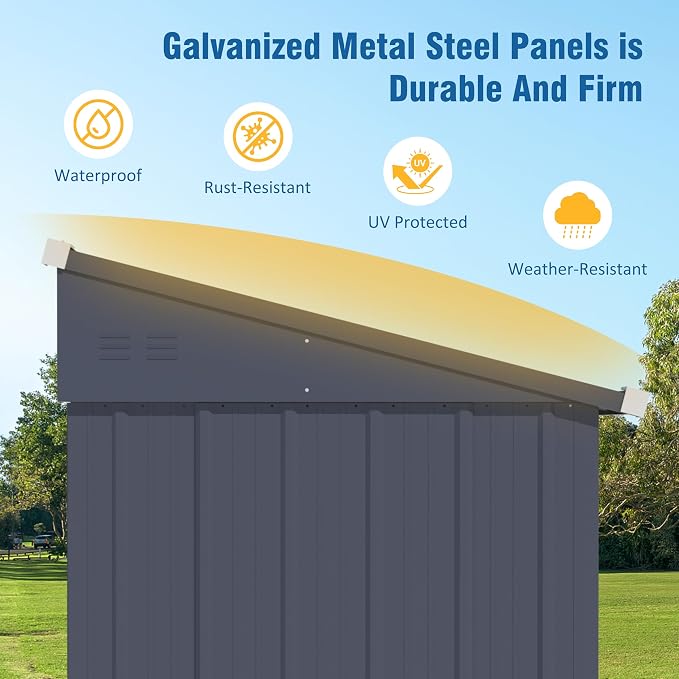 BlueWish 4'x6' Storage Shed, Lean-to Outdoor Storage Shed - Image 5