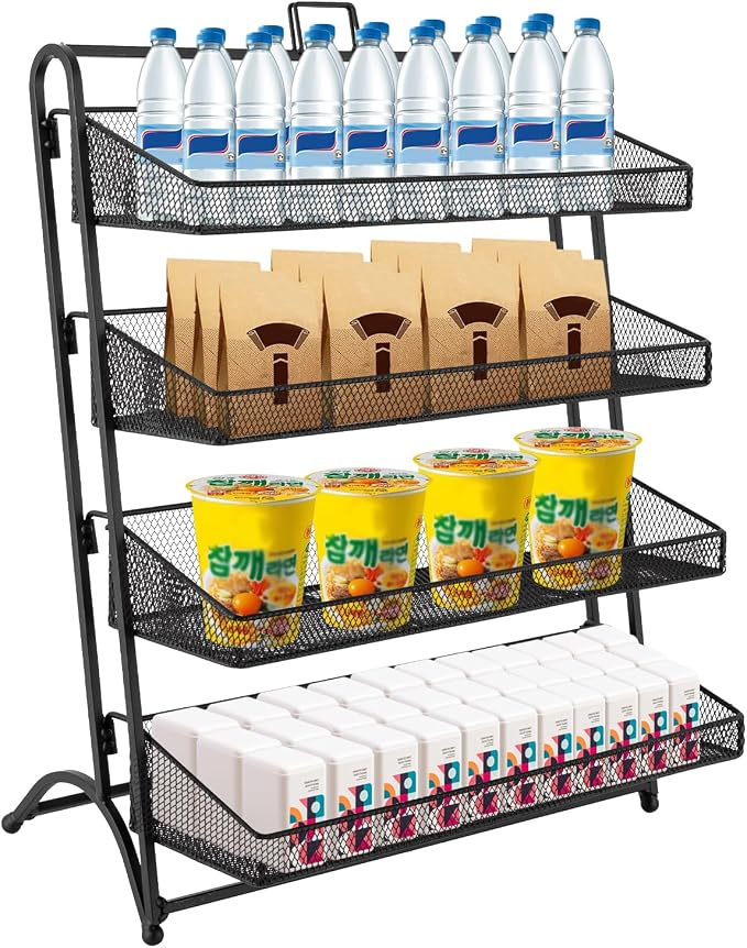 Retail Display Rack 4-Tier Market Merchandise Display Shelf Tabletop Fruit by Unknown