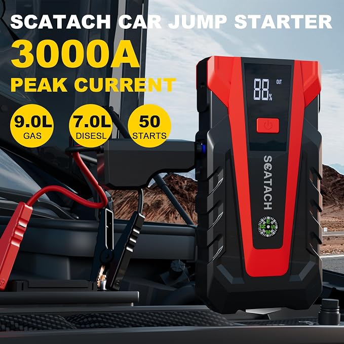 Scatach 011 3000A Car Battery Jump Starter, 12V Jump Starter Battery Pack - Image 2