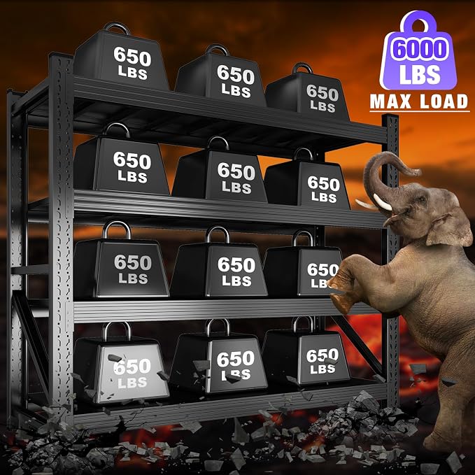 6000LBS Garage Shelving Heavy Duty, 4-Tier 59" W Storage Garage Shelves - Image 8