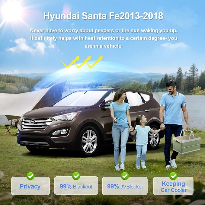 8pcs Car Window Shades for Hyundai Santa Fe 2013-2018 Accessories, Windshield - Image 2