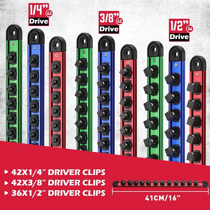 Magnetic Socket Holder Organizer Set: 9-Piece Detachable 1/4, 1/2 Socket Trays - Image 8