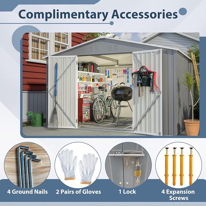 10X8 FT Outdoor Metal Storage Shed - Image 4