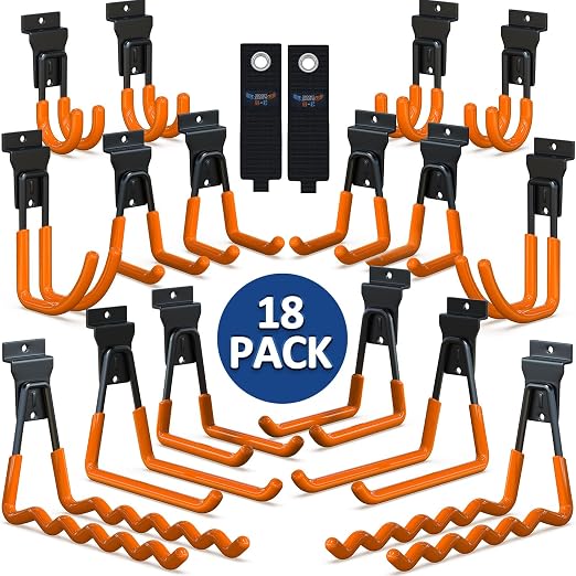3-H Slatwall Accessories 18 Pack, Slatwall Hooks & Hangers Multi Sizes by 3-H