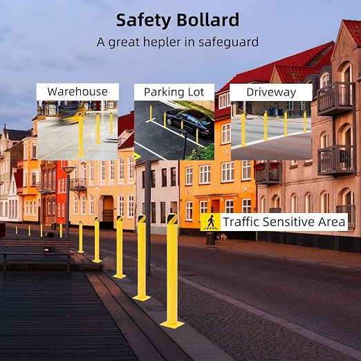 6Pcs Heavy Duty Safety Bollards, 4.5" Diameter Steel Pipe Bollard Post - Image 7