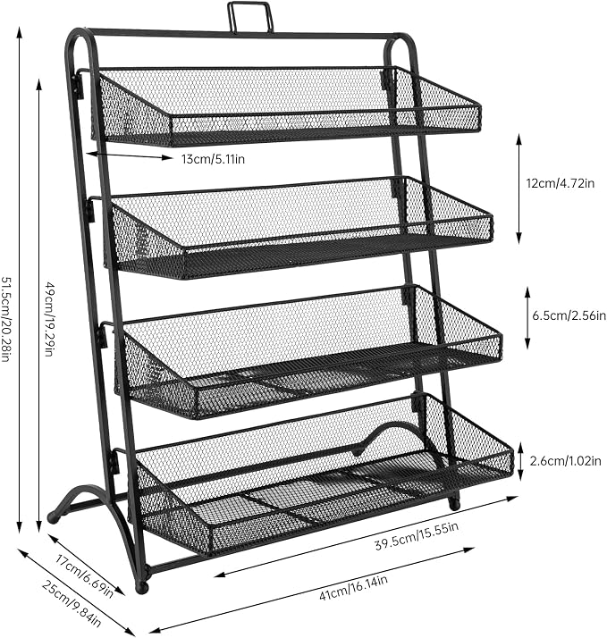 Retail Display Rack 4-Tier Market Merchandise Display Shelf Tabletop Fruit - Image 3