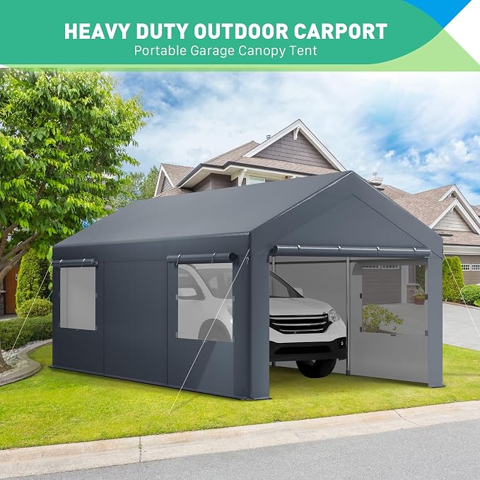 12X20 Ft Heavy Duty Carport Canopy, Portable Garage, Car Tents, Reinforced - Image 3