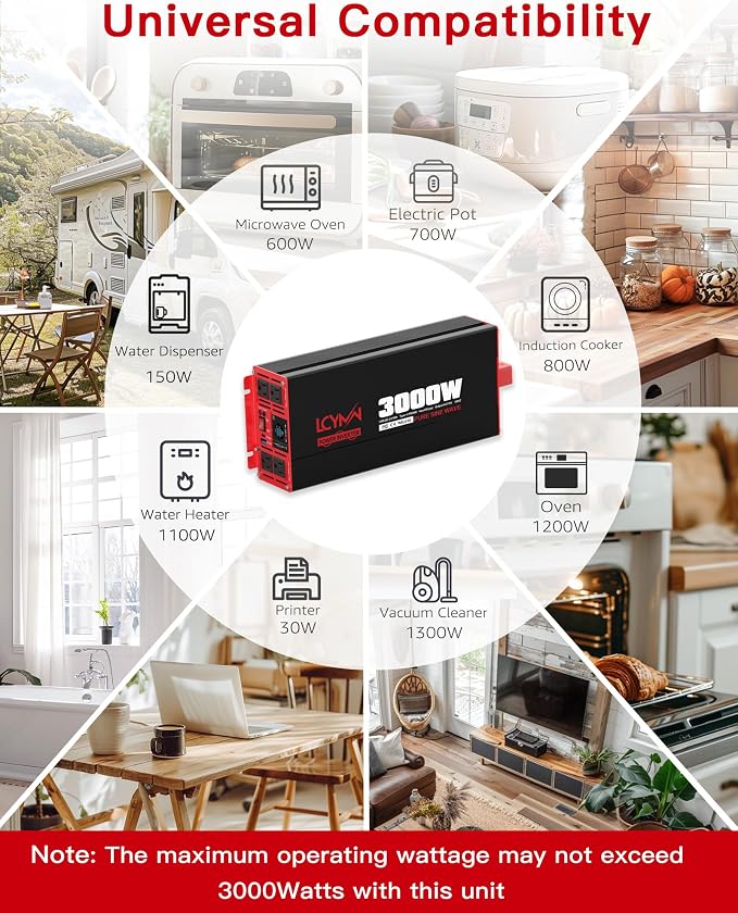 3000 Watts Pure Sine Wave Power Inverter 24V DC to 110V 120V AC Converter - Image 8