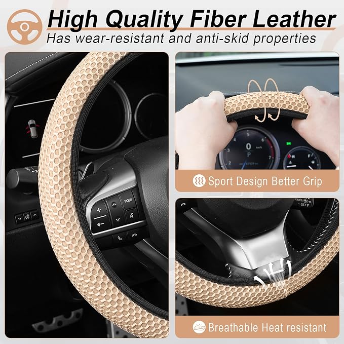 alpmosn Elastic Stretch Steering Wheel Cover, Breathable Microfiber Ice Silk - Image 3