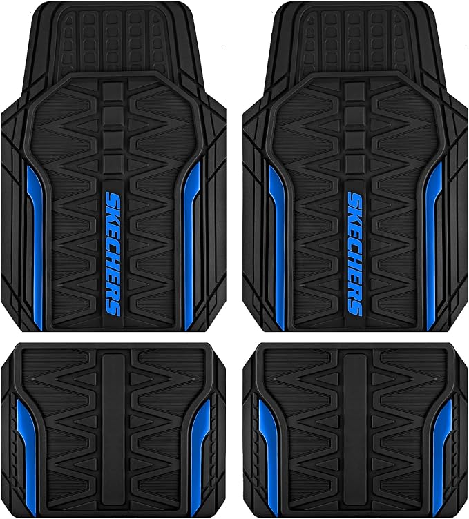 Skechers Car Floor Mats, Heavy Duty Rubber Car Mats Full Set, All Weather Floor by Skechers