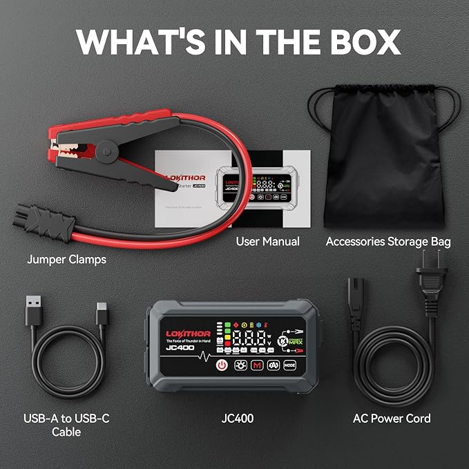 JC400 9-in-1 Battery Charger and Jump Starter, 2500A 12V Portable Jump Box - Image 9