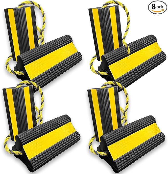 Heavy-Duty Wheel Chocks with Extra-Long Safety Rope by FITHOIST