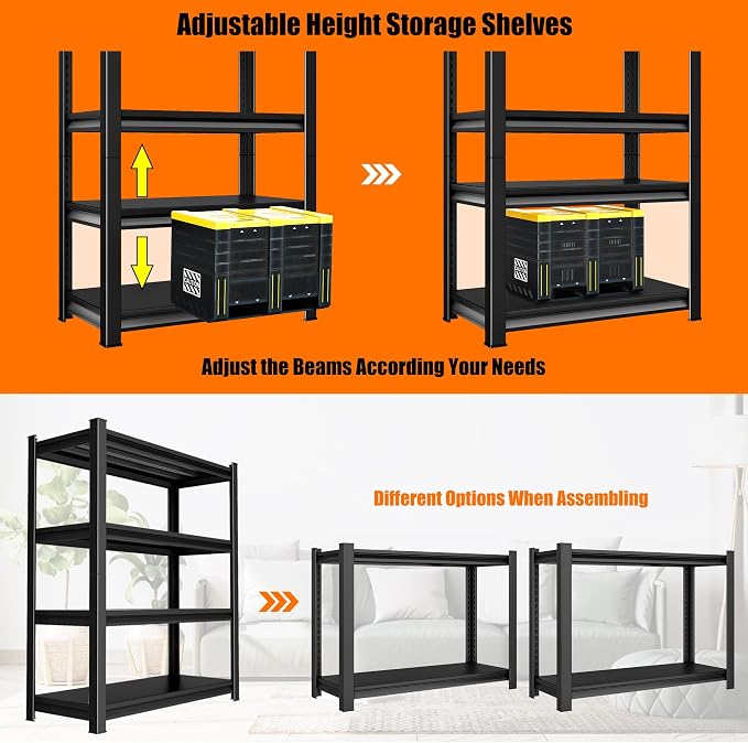 40in Wide Garage Shelving Heavy Duty，2000lbs Large Loads Adjustable Garage - Image 5