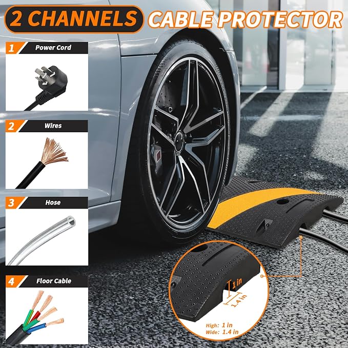Heavy Duty Speed Bumps for Driveway, 2 Channel Modular Traffic Speed Bump Hump - Image 4