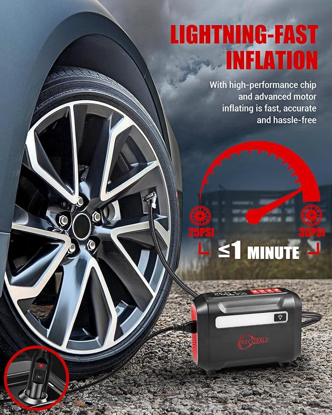 R8 Tire Inflator Portable Air Compressor, DC 12V Air Compressor Portable - Image 2