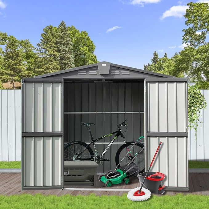 Domi 10’ x 8’ Outdoor Storage Shed, Metal Sheds Tool Storage Gable Roof - Image 7