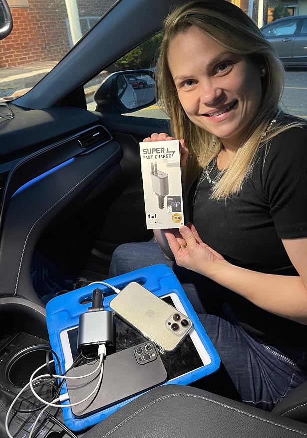 Multi Charge Pro iPhone Car Charger Fast Charging Retractable Car Charger USB C - Image 8