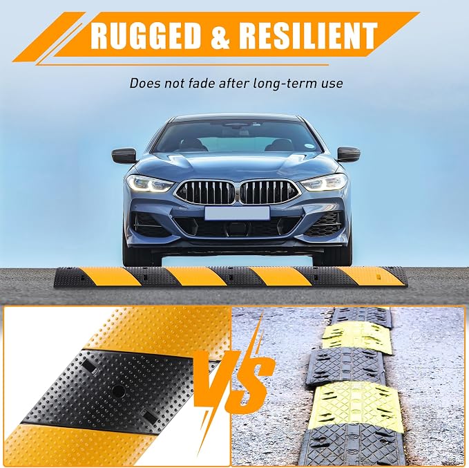 Rengue 39.3" Rubber Speed Bump, Humps Rated 66000 LBS Load Capacity, Speed Humps - Image 3