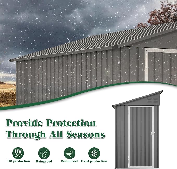 Storage Shed 4 * 8 FT Lean to Shed Metal Sheds & Outdoor Storage Cabinet - Image 4