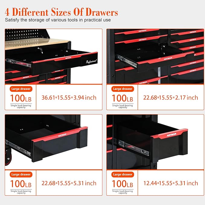 66-Inch Rolling Tool Chest and Workbench - Image 6