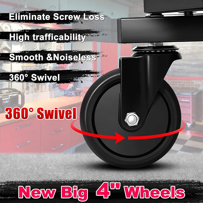 Rolling Stool with Wheels, Adjustable Height Pneumatic Garage Work Mechanic - Image 6