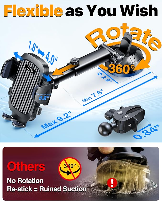 HTU 2025 Best Car Phone Holder 【Ultimate 5-in-1 & Upgraded 100+LBS Strongest - Image 4