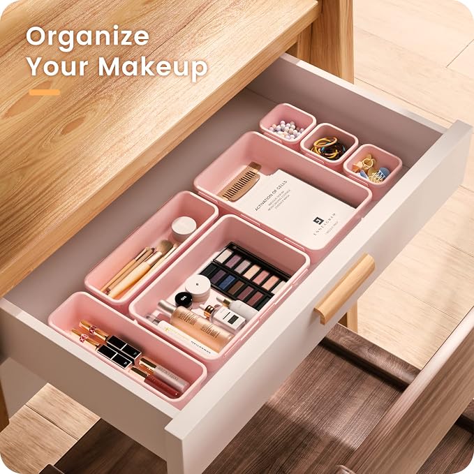 A-LuGei 【】【Pink】 Tool Box Organizer Tray Divider Set, Desk Drawer - Image 3