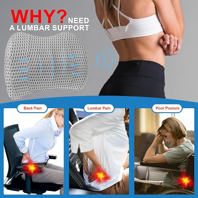 Lumbar Support Pillow for Car, Memory Foam Lumbar Pillow for Lower Back Pain - Image 3