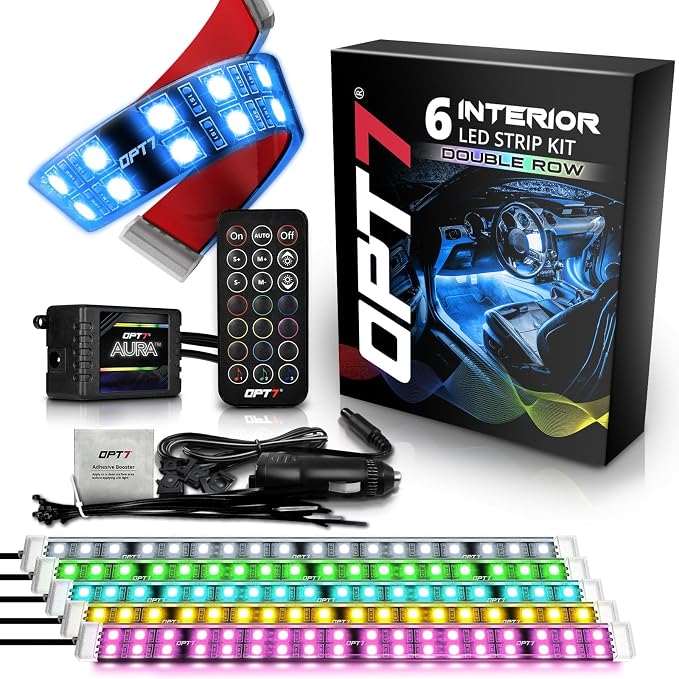 OPT7 Aura Double Row Car LED Lights Interior 6pc by OPT7