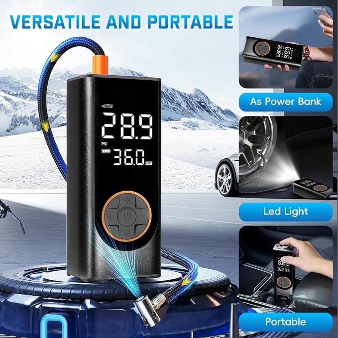 Tire Inflator Portable Air Compressor, 150PSI Cordless Air Pump - Image 7