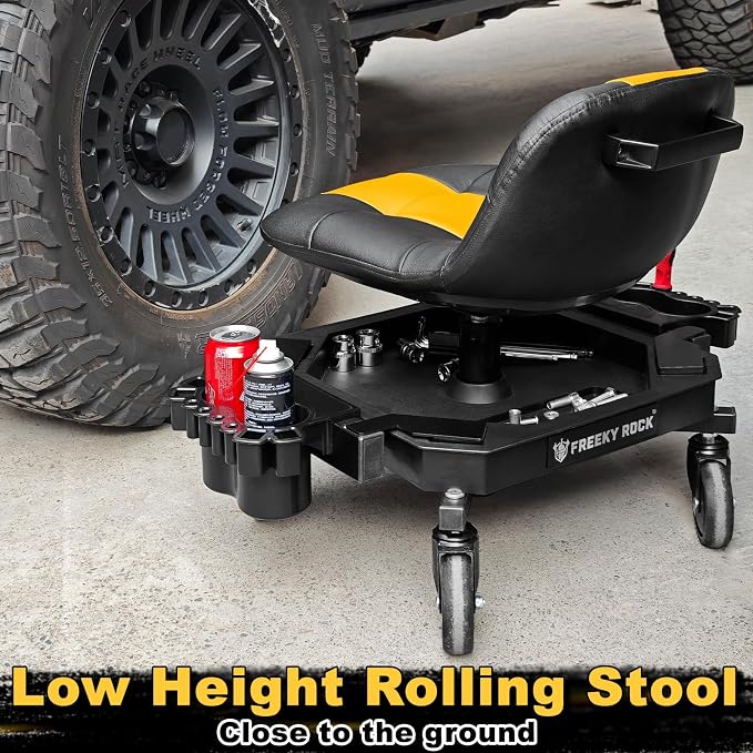 Rolling Stool with Wheels, Adjustable Height Pneumatic Garage Work Mechanic - Image 9